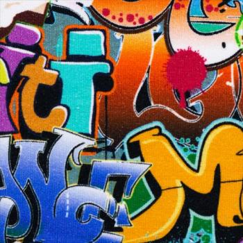 French Terry angeraut mit Graffiti Druck